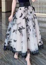 Load image into Gallery viewer, Fashion Beige Embroidered Tie Waist Tulle A Line Skirt Summer