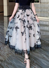 Load image into Gallery viewer, Fashion Beige Embroidered Tie Waist Tulle A Line Skirt Summer