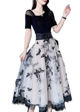 Load image into Gallery viewer, Fashion Beige Embroidered Tie Waist Tulle A Line Skirt Summer