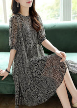 Load image into Gallery viewer, Fashion Black Oversized Print Chiffon Tea Dress Summer