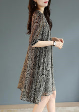 Load image into Gallery viewer, Fashion Black Oversized Print Chiffon Tea Dress Summer