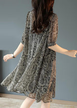 Load image into Gallery viewer, Fashion Black Oversized Print Chiffon Tea Dress Summer