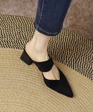 Load image into Gallery viewer, Fashion Black Pointed Toe Chunky Heel Slide Sandals