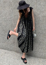 Load image into Gallery viewer, Fashion Black Print Wrinkled Patchwork Cotton Dresses Summer