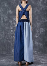 Load image into Gallery viewer, Fashion Blue Asymmetrical Patchwork Backless Denim Dress Summer