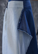 Load image into Gallery viewer, Fashion Blue Asymmetrical Patchwork Backless Denim Dress Summer