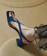 Load image into Gallery viewer, Fashion Blue Cross Strap Splicing Chunky Genuine Suede surface Sandals