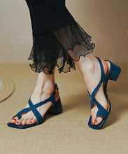 Load image into Gallery viewer, Fashion Blue Cross Strap Splicing Chunky Genuine Suede surface Sandals