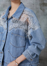 Load image into Gallery viewer, Fashion Blue Hollow Out Pockets Denim Coats Spring