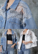 Load image into Gallery viewer, Fashion Blue Hollow Out Pockets Denim Coats Spring