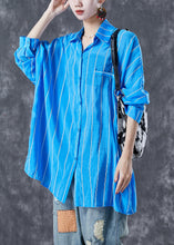 Load image into Gallery viewer, Fashion Blue Oversized Striped Cotton Shirt Tops Summer