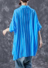 Load image into Gallery viewer, Fashion Blue Oversized Striped Cotton Shirt Tops Summer