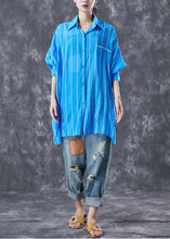 Load image into Gallery viewer, Fashion Blue Oversized Striped Cotton Shirt Tops Summer