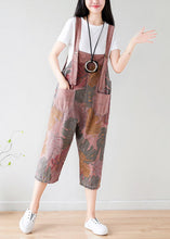 Load image into Gallery viewer, Fashion Brick Red Oversized Print Cotton Jumpsuit Spring