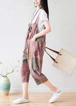 Load image into Gallery viewer, Fashion Brick Red Oversized Print Cotton Jumpsuit Spring