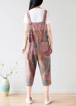 Load image into Gallery viewer, Fashion Brick Red Oversized Print Cotton Jumpsuit Spring