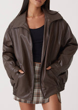 Load image into Gallery viewer, Fashion Coffee Peter Pan Collar Zippered Faux Leather Jackets Fall