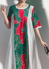 Load image into Gallery viewer, Fashion Colorblock O Neck Print Silk Dress Summer