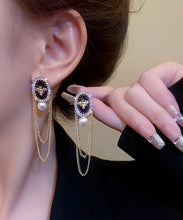 Load image into Gallery viewer, Fashion Gold Alloy Pearl Crystal Zircon Tassel Drop Earrings