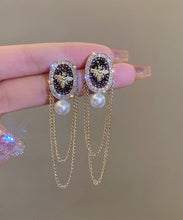 Load image into Gallery viewer, Fashion Gold Alloy Pearl Crystal Zircon Tassel Drop Earrings