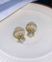 Load image into Gallery viewer, Fashion Gold Copper Overgild Zircon Pearl Ball Stud Earrings