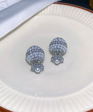 Load image into Gallery viewer, Fashion Gold Copper Overgild Zircon Pearl Ball Stud Earrings