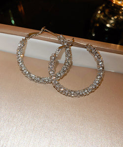 Fashion Gold Copper Zircon Hoop Earrings