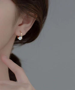 Fashion Gold Sterling Silver Alloy Zircon Hoop Earrings