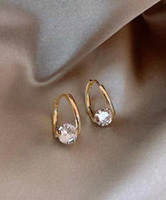 Load image into Gallery viewer, Fashion Gold Sterling Silver Alloy Zircon Hoop Earrings