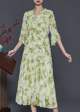 Load image into Gallery viewer, Fashion Grass Green Ruffled Tie Dye Chiffon Dresses Summer