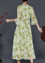 Load image into Gallery viewer, Fashion Grass Green Ruffled Tie Dye Chiffon Dresses Summer