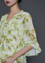 Load image into Gallery viewer, Fashion Grass Green Ruffled Tie Dye Chiffon Dresses Summer