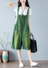 Load image into Gallery viewer, Fashion Green Oversized Cotton Ripped Jumpsuits Shorts Summer