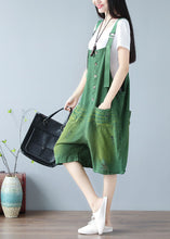 Load image into Gallery viewer, Fashion Green Oversized Cotton Ripped Jumpsuits Shorts Summer