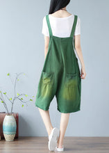 Load image into Gallery viewer, Fashion Green Oversized Cotton Ripped Jumpsuits Shorts Summer