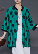 Load image into Gallery viewer, Fashion Green Oversized Print Linen Silk Long Shirt Summer