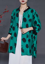 Load image into Gallery viewer, Fashion Green Oversized Print Linen Silk Long Shirt Summer