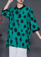 Load image into Gallery viewer, Fashion Green Oversized Print Linen Silk Long Shirt Summer