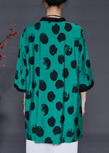 Load image into Gallery viewer, Fashion Green Oversized Print Linen Silk Long Shirt Summer