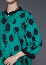 Load image into Gallery viewer, Fashion Green Oversized Print Linen Silk Long Shirt Summer