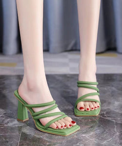 Fashion Green Peep Toe Sandals High Heel Faux Leather