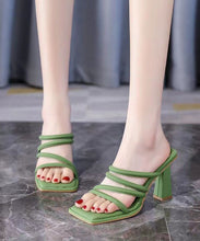 Load image into Gallery viewer, Fashion Green Peep Toe Sandals High Heel Faux Leather