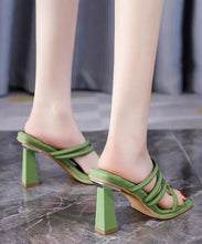 Load image into Gallery viewer, Fashion Green Peep Toe Sandals High Heel Faux Leather