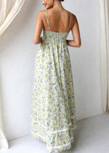 Load image into Gallery viewer, Fashion Green Print Patchwork Cotton Spaghetti Strap Dress Summer