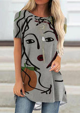 Load image into Gallery viewer, Fashion Grey Comfortable Print Short Sleeve Top