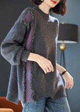 Load image into Gallery viewer, Fashion Grey Fluffy Patchwork Thick Knit Sweater Tops Winter