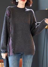 Load image into Gallery viewer, Fashion Grey Fluffy Patchwork Thick Knit Sweater Tops Winter