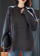 Load image into Gallery viewer, Fashion Grey Fluffy Patchwork Thick Knit Sweater Tops Winter