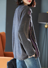 Load image into Gallery viewer, Fashion Grey Fluffy Patchwork Thick Knit Sweater Tops Winter