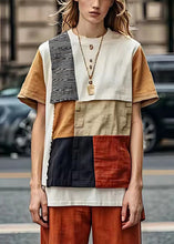 Load image into Gallery viewer, Fashion Khaki Asymmetrical Patchwork Linen Tanks Summer